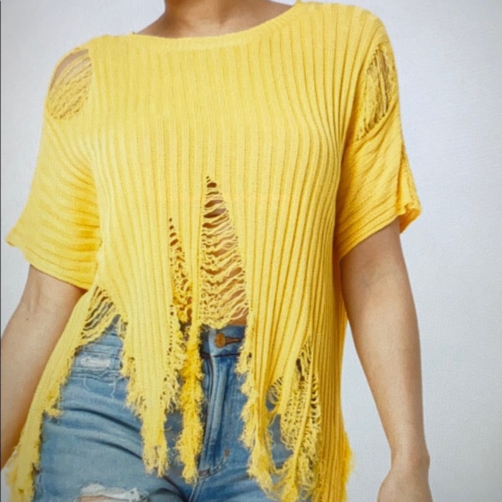 Distressed Sweater Top - Picture 2 of 2